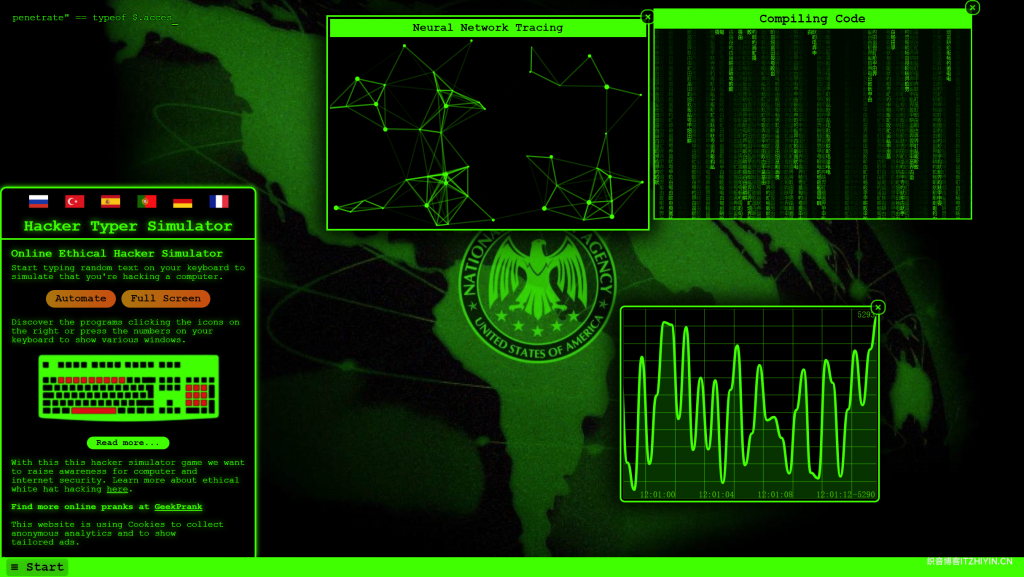 图片[2]-一款非常炫酷的在线假装黑客高手酷炫单页网站源码-小白兔技术部落